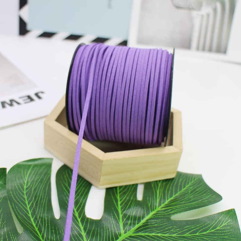 Pamir Tong Faux Leather Cord for Jewelry Making 100 Yards 2.6mm Thin Suede String Rope Purple Bracelet Cords DIY Crafts String for Necklace-Dream Catcher Supplies-Hat- Walking Stick - Image 4